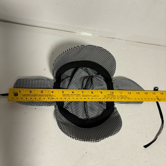 Sun Shade Hat Shades front & back ages 3+ black white gingham black ribbon ties - Picture 9 of 14